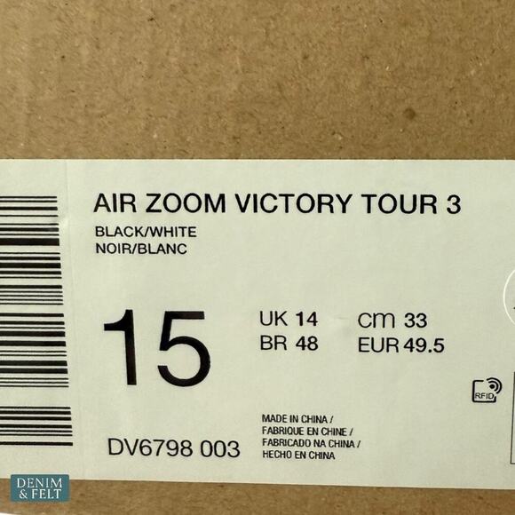 Nike Air Zoom Victory Tour 3 Golf Shoes Black White Leather Spiked Grip NEW~NIB! - Picture 15 of 16